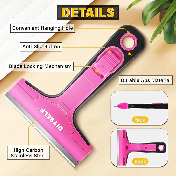 DIYSELF 1 Pack Razor Blade Scraper with 10 Extra Razor Blades, Scraper Tool, Glass Scraper for Cleaning, Glass Stove Top Scraper, Window Scraper, Paint, Cooktop, Oven Scraper, Razor Scraper Tool