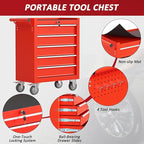 5 Drawers Rolling Tool Chest with Wheels, Portable Rolling Tool Boxes with Wheels, Tool Box Storage Cabinet with Locking System for Garage (RED, 5 Drawers)
