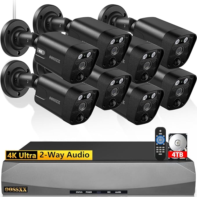 (4K/8.0 Megapixel & 130° Ultra Wide-Angle) 2-Way Audio PoE Outdoor Home Security Camera System Wired Outdoor Video Surveillance IP Cameras System