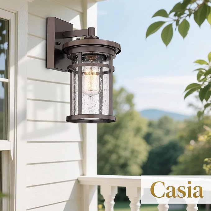 Outdoor Wall Sconces, Exterior Lantern Lighting Fixture, Mounted Lights for Patio, Porch, Garden, Balcony (Bronze, 12" H-2Pack)