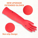 North Tower Rubber Gloves Kitchen Cleaning For Washing Dishing Kithchen, warmming Heat Resistant Dishwashing Gloves,18",2 Pairs Small