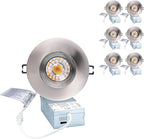 Premium Canless Recessed Gimbal Downlight Rotatable-Spotlight 5 CCT Eyeball Ceilling Potlight, Dimmable Lights Fixture with Junction Box, 8W CCT Adjustable (Brushed Nickel, 4 Inch)