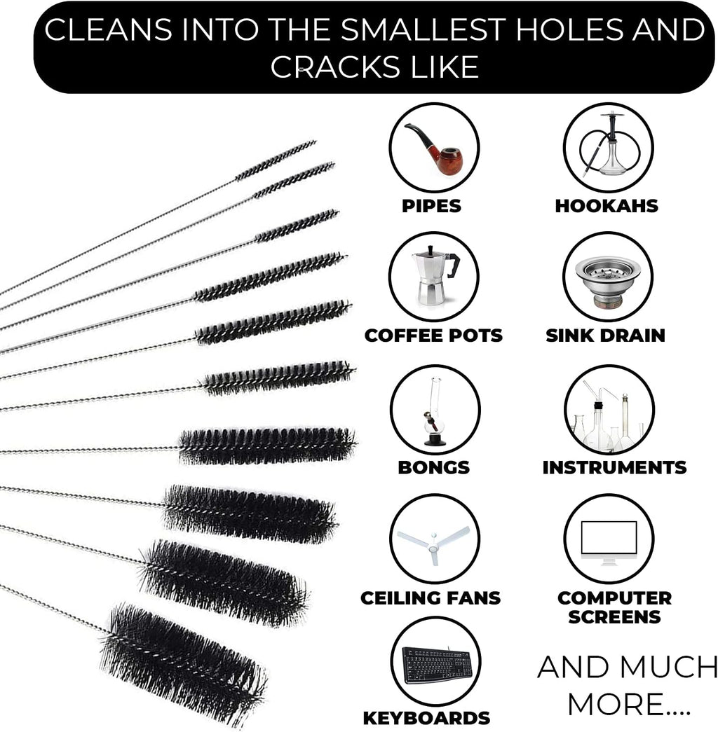 Flexible Drain Cleaning Brush (72" Long) for Drains, Bottles, Bathroom Sink, Bathtub, Shower, and Kitchen Sink, Heavy-Duty Double Ended Nylon with Elastic Hose, Bathroom Essentials, Black