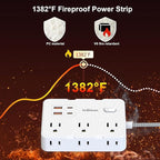 Surge Protector Power Strip, 15 Ft Cord Ultra Thin Flat Extension Cord with 6 Outlets 4 USB Ports(2 USB C), 1050J Flat Plug Power Strip for College Dorm Room Essentials