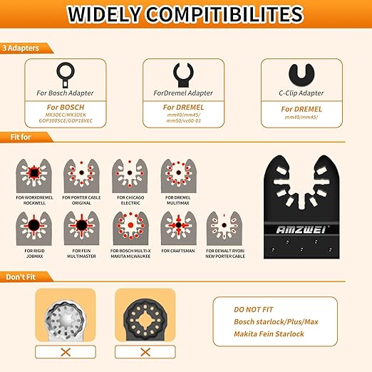 100PCS Oscillating Tool Blades, Titanium & HCS Oscillating Saw Blades for Metal/Wood/Plastic Cutting, Curved Edge Multi Tool Blades Fit for Dewalt, Milwaukee, Dremel, Ryobi, Rockwell