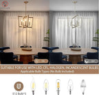 20" Brushed Nickel Geometric Ceiling Light and Pendant Dual-Use Light, 5-Light Dining Room Light Fixture Over Table Modern Farmhouse Chandeliers for Kitchen Island Living Room Entryway Light