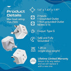 Ceptics UK Travel Plug Adapter, 2 in 1 Type G Adapter, US to UK Adapter, Ireland, Dubai Travel Adapter with Dual USA Inputs, CE, RoHS - HK Outlet Adapter, 3 Pack