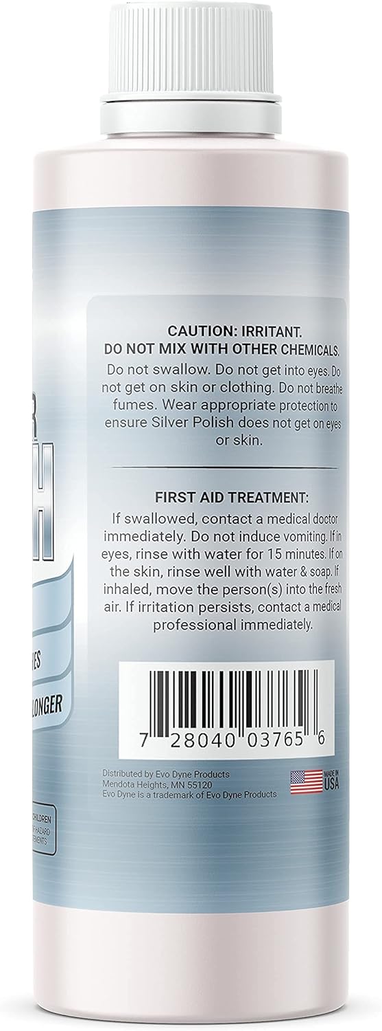 Silver Polish, Silver Cleaner (8-oz Bottle), Made in the USA | Silver Jewelry Cleaner – Gently Removes & Prevents Tarnish | Safe to Use on All Silvers by Evo Dyne (Silver Polish)