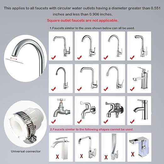 Kitchen Faucet Filter, 360° Rotating for Household Kitchen tap Water, Splash-Proof and Pressure-Increasing Filter for Sink Faucet, Shower Head. (Long Style-2)