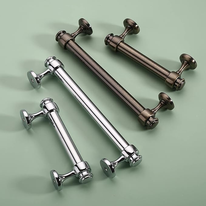 Alzassbg 5 Pack Polished Chrome Cabinet Pulls, 10 Inch(254mm) Hole Centers Cabinet Handles Kitchen Hardware Straight Bar for Cabinets and Drawer AL3082CP