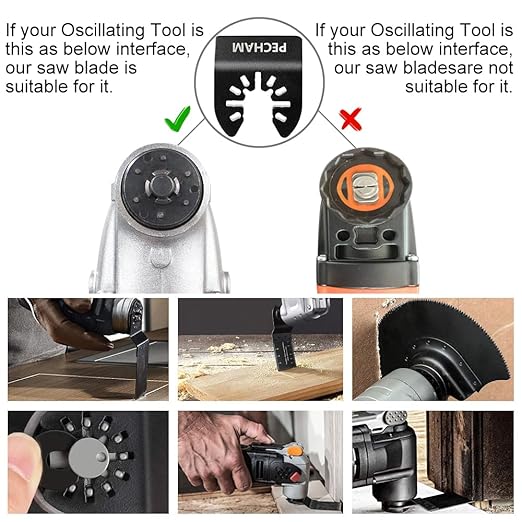 PECHAM 24PCS Universal Wood Metal Oscillating Multitool Quick Release Saw Blades Fit Porter Cable Black & Decker Rockwell Ridgid Ryobi Milwaukee Chicago Craftsman