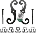 Renovators Supply Cast Aluminum Shutter Fasteners - Decorative S Style Shutter Dogs Hardware - Weatherproof Powder Coated External Shutter Tieback Including Mounting Screws - 6.5 Inches, Pack of 6