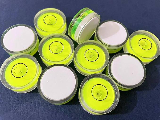 5Pcs Small Circular Double Sided Adhesive Bubble Spirit Levels for Work shop, Speakers, Phonograph, Tripod, Turntable, Automount Telescope, Drill, Etc. (25x10mm)