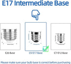 2.5 Inch E17 Intermediate Base LED Filament Bulb 360 Lumens, 2700K Soft White Dimmable Appliance Bulb AC 120V, UL Certified T8 Microwave Light Bulbs Under Hood for Refrigerator Stove 4Pack