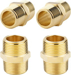 4PCS Hex Nipple 1"NPT x 1" NPT Male Solid Brass Pipe Fitting, 1 inch Brass nipple Male Threaded Pipe Adapter Fittings Equal Nipples Connectors Couplings