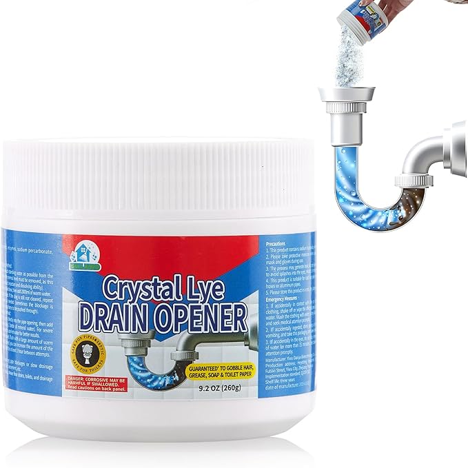 BELL BIRD Drain Opener,Powerful Unclogging,Crystal lye, Sodium hydroxide, Unclog drains, Bathroom sinks, Kitchen sinks, Shower pipes (1 PSC, Gram, 260)