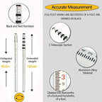 Grade Rod，16-Foot Aluminum Grade Rod - 10ths，Grade Stick,Grade Stick for Laser Level，Survey Rod，Grade Rods，Survey Pole，With Bubble Level, 5-Stage Telescopic，Double-Sided Scale Telescopic Leveling Rod