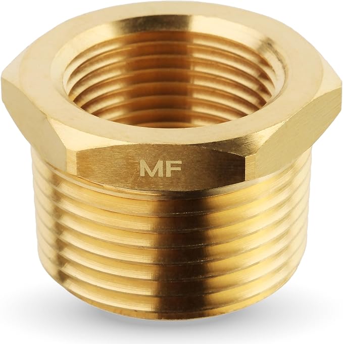 MAACFLOW brass 1" Male NPT to 3/4" Female NPT Adapter Reducer Hex Bushing (Thread OD1.27" - ID 0.92") (Pack of 1)