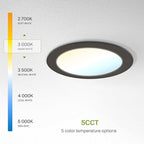 ASD 6 Pack LED Recessed Lighting 6 Inch 12W, 5 CCT 2700K-5000K CRI90+, IC Rated Ultra Thin Dimmable Ceiling Lights with J Box, Canless Wafer Downlight, Round Slim Panel Light, Energy Star ETL, Bronze