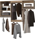 Modular Closet Organizer, 90" Wide, Wood Tower Storage with Hanging Shelves, Wall Mounted for Bedroom