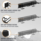 Wall Mount Tool Storage Rack, Heavy Duty Garage Storage Tool Organizer, Garden Tool Wall Hooks and Hangers, Hold Up to 350lbs (Black 6pcs)