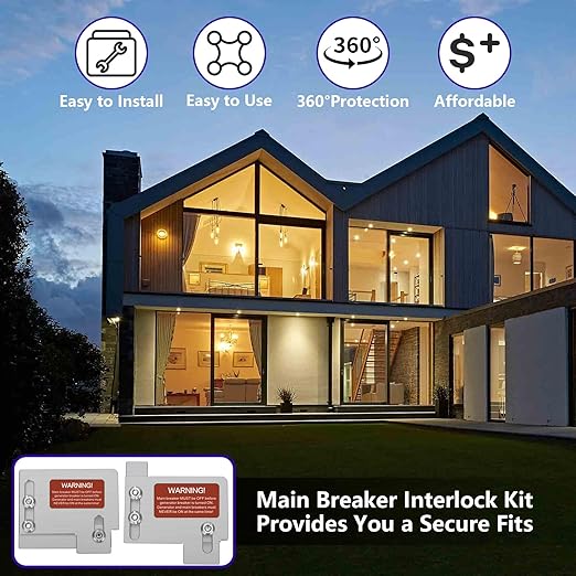 Generator Interlock Kit Compatible with Horizontal Main Cutler Hammer CH Series ONLY 150 or 200 Amp Panels, TAN Breaker ONLY,1 1/2 Inches Spacing Between Main and Branch Breaker.