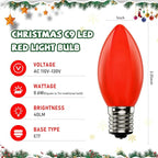 25 Pack C9 Red LED Light Bulb,Vintage Plastic Red C9 Replacement Bulbs Shatterproof C9/E17 Intermediate Base 0.6 Watt Great for Outside Indoor Christmas Valentine Outdoor String Lights