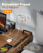 TESSAN European Travel Plug Adapter, Type C Power Adaptor with 4 AC Outlets 3 USB Ports (2 USB C), Europe Outlet Adapter for USA to EU Euro International Italy Iceland Spain France Greece Germany