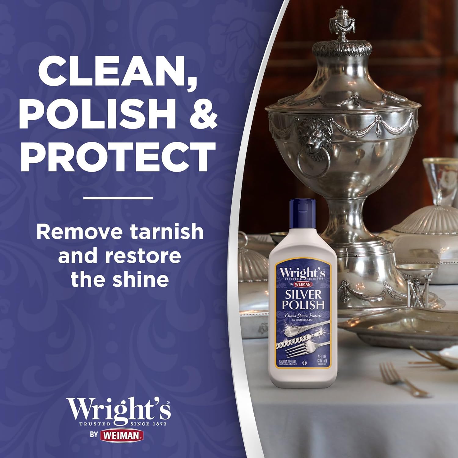 Wright's Silver Cleaner and Polish - 7 Ounce (2 Pack) Ammonia-Free - Use on Silver, Jewelry, Antique Silver