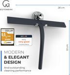 GÜTEWERK Shower Squeegee for Glass Doors, Silicone Window Squeegee, Bathroom and Glass Cleaning - Black - 11 Inch