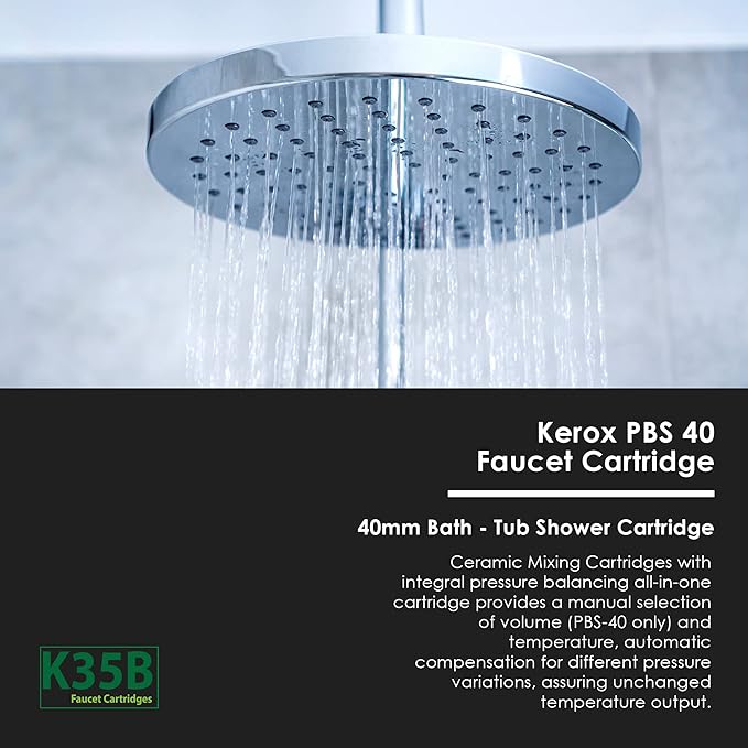 Kerox PBS 40 Faucet Cartridge - Replacement Shower Valve Cartridge, Parts For Bathtub, Bathroom Faucet Repair, Tub Shower Cartridges W/Water Pressure Balancing, Single-Lever Type - 40mm Diameter