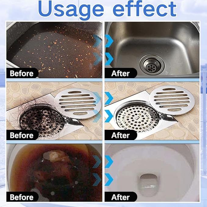 ﻿2PCS Powerful Pipe Dredging Agent,350ml Drain Clog Remover Agent,Fast Foaming For Kitchen Toilet Pipeline Quick Cleaners, Unclog Toilet Clog And Kitchen Sink Pipe Unblocker Powder