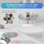 LVWIT 6 Inch LED Recessed Lighting, Slim Can Lights with White Cover, 5CCT Color Selectable, Dimmable Downlight with E26 Conversion Kit, 48 Pack