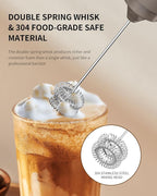 CIRCLE JOY Portable Rechargeable Milk Frother Hanheld, Dual Spring Whisk Electric Coffee Frother Wand Drink Mixer for Matcha Lattes Cappuccino, Kitchen Gifts, Brown