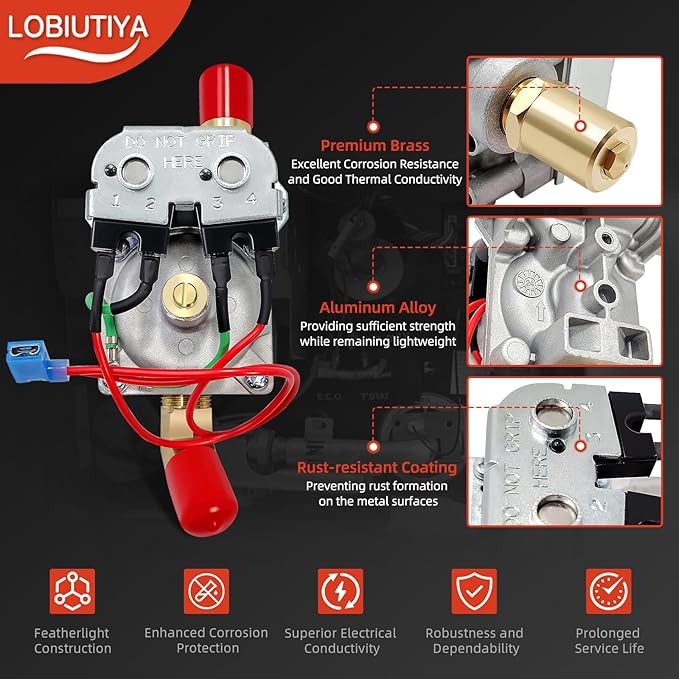 92089 Gas Valve, 10 Gallon RV Water Heater Gas Valve Fit for Dometic Atwood G10 GC10 GCH10 GH10 G16EXT GE16EXT Water Heater Parts, 92089 93870 93869 93844 OEM SVC Valves Assembly 10 Gal