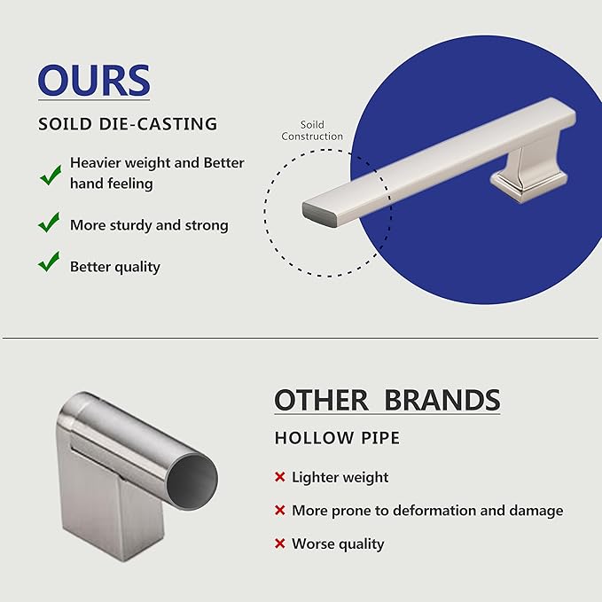 6 Pack 13.6 Inch Length|12.6 inch(320mm) Hole Center Brushed Satin Nickel Kitchen Cabinet Handles, Cabinet Pulls Kitchen Cabinet Hardware, Cupboard Pulls, Drawer Handles