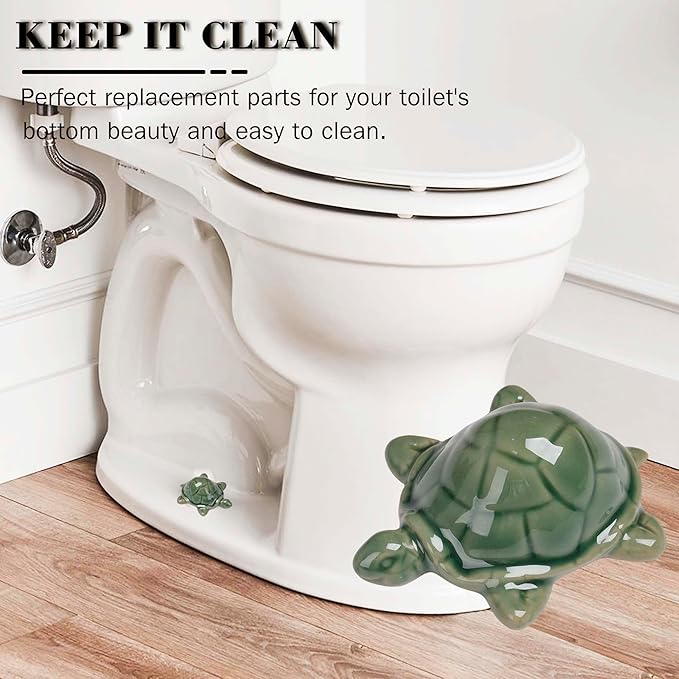 Toilet Bolt Caps, Turtle Ceramic Bolt Covers,Fun and Cute Bathroom Decor for Easy Installation Decorative Covers for Toilet (Green turtle 2pcs)