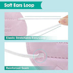 LEMENT KN95 Face Masks,100 Pack Breathable Cup Dust Disposable Masks For Adults,Pink