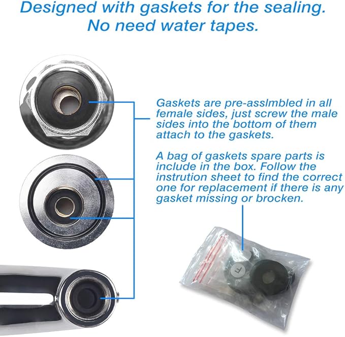 Commercial Faucet with Sprayer 8 Inch Center 42" Height Commercial Wall Mount Faucet Pre-Rinse Kitchen Sink Fuacet with 12" Swing Spout Fit for 3 Compartment Sink