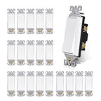 AIDA Matte White Single Pole Decorator Light Switch, 15Amp, 120/277V, Decorative Paddle Rocker Switch Replacement, Electrical Wall Switch,Residential/Commercial Grade, UL/CUL (20 Pack)