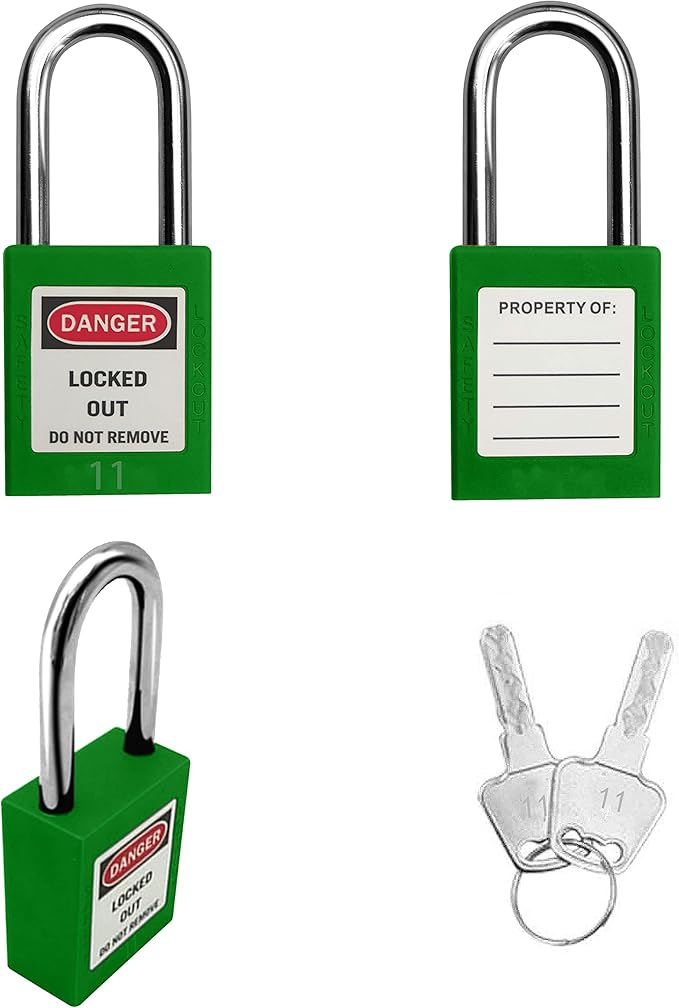 Lockout Tagout Locks, Safety Padlock, Keyed Differently Loto Safety Padlocks for Lock Out Tag Out Kits Station (Green NO.11-20)