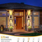 wowlite Outdoor Wall Lights Dusk to Dawn 2 Pack, Modern Porch Lights Outdoor Wall Sconce Square, Bronze Up and Down Lights, Waterproof Exterior Light Fixture for House Garage Patio, ETL Listed