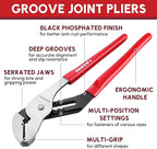 ARROW 3-Piece Groove Joint Pliers Set, Adjustable Water Pump Pliers Set (8", 10", 12") with 5 & 7 Jaw Positions, Serrated Jaws and Comfort Dip-grip Handle, for Plumbing Repair & Home Maintenance