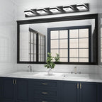 Tipace 5 Lights Black Bathroom Light Fixtures Modern LED Bathroom Vanity Lights Over Mirror 40.5 inch White Light 360°Rotatable