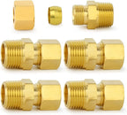 ChillWaves Brass Compression Tube Fitting, 1/2" OD x 1/2" NPT Male Compression Union Connector(5-PACK)