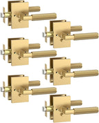 Asidrama 6 Pack Champagne Bronze Privacy Door Handles, Door Lever with Door Knobs Indoor for Bedroom or Bathroom, Heavy Duty Door Handles Interior with Locks for Left Right Sided Doors