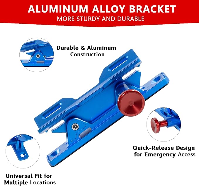 Quick Release Fire Extinguisher Mount – Blue Adjustable Aluminum Roll Bar Bracket for Car Jeep Wrangler (TJ/JK/JL/JKU), UTVs (Polaris RZR, Ranger, Can-Am X3), Trucks & Off-Road Vehicles Bottle Holder