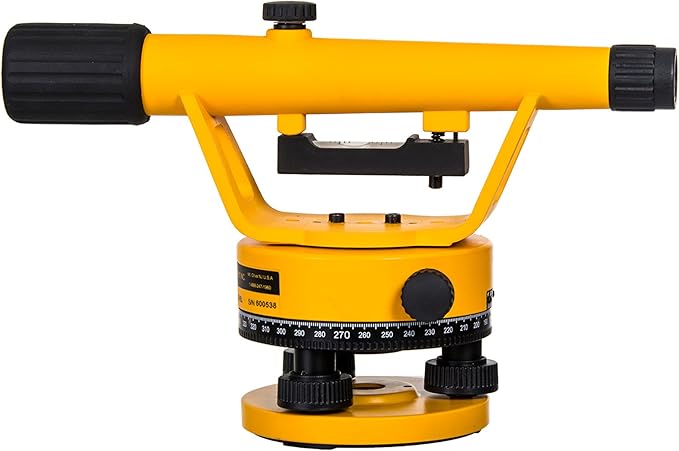NWI NSL100B Siteline Level 20x Magnification, 1/4 Inch Accuracy at 100ft, 200ft Range Surveying Equipment, Plumb Bob Manual Precision Survey Transit