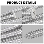 White Head 100 PCS #14X1-1/2(1.5 inch) Stainless Steel Phillips Flat Head Wood Screws,Stainless Steel 18-8 A2(304) Screw,Home Screw Kit by QISHENG