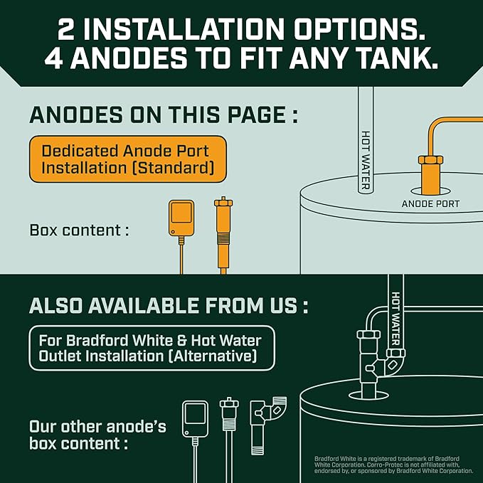 Corro-Protec Powered Anode Rod for Water Heater, 20-Year Warranty, Eliminates Rotten Egg/Sulfur Smell within 24 hours, Stops Corrosion and Reduces Limescale, Electrical Anode Rod Made of Titanium